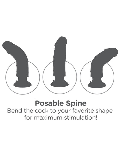 King Cock 7 Inch Vibrating Cock With Balls Light - Loveangels