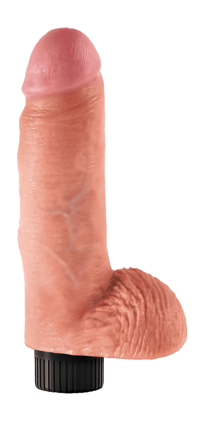 King Cock 7 Inch Vibrating Cock With Balls Light - Loveangels