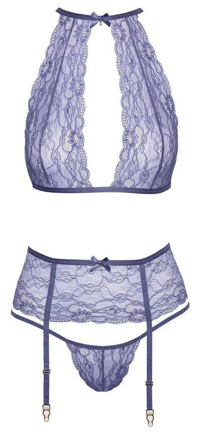 Kissable Lace Bra and Thong Set with Garter Belt - Loveangels