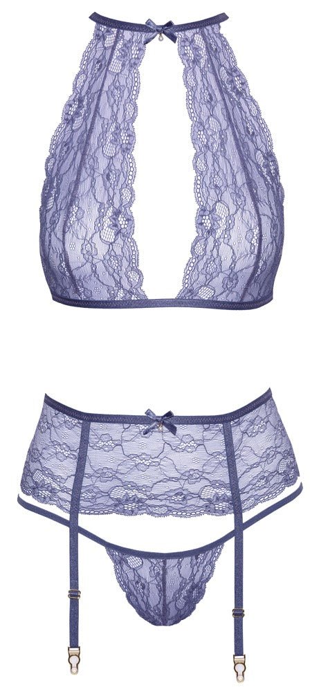 Kissable Lace Bra and Thong Set with Garter Belt - Loveangels