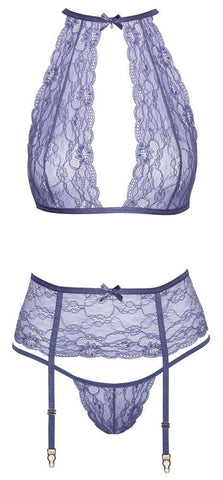 Kissable Lace Bra and Thong Set with Garter Belt - Loveangels