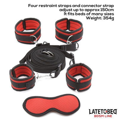 Late To Bed Bed Bondage Kit With Blindfold - Loveangels