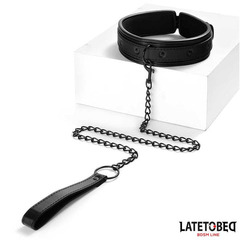 Late To Bed Collar With Behind Back Cuffs And Leash - Loveangels
