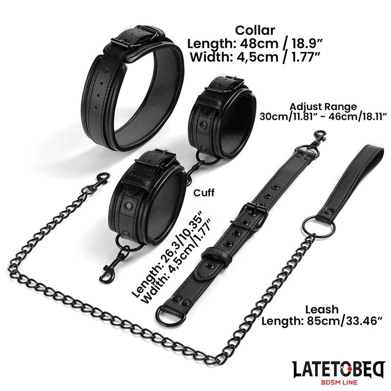 Late To Bed Collar With Behind Back Cuffs And Leash - Loveangels