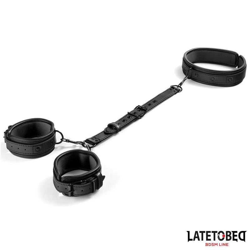 Late To Bed Collar With Behind Back Cuffs And Leash - Loveangels