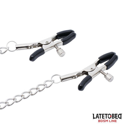 Late To Bed Nipple Clamps With Slave Pendant - Loveangels