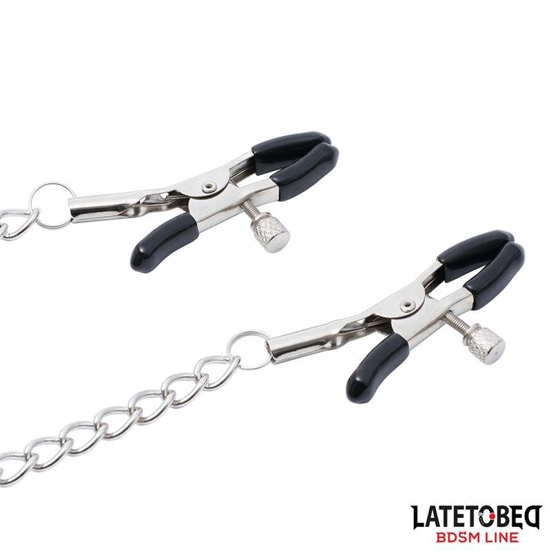 Late To Bed Nipple Clamps With Slave Pendant - Loveangels