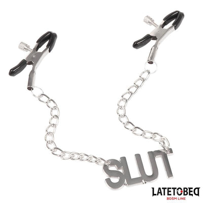 Late To Bed Nipple Clamps With Slut Chain - Loveangels