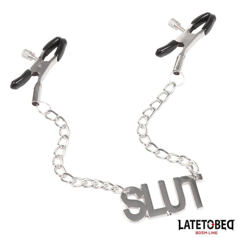 Late To Bed Nipple Clamps With Slut Chain - Loveangels