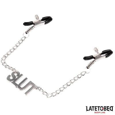 Late To Bed Nipple Clamps With Slut Chain - Loveangels