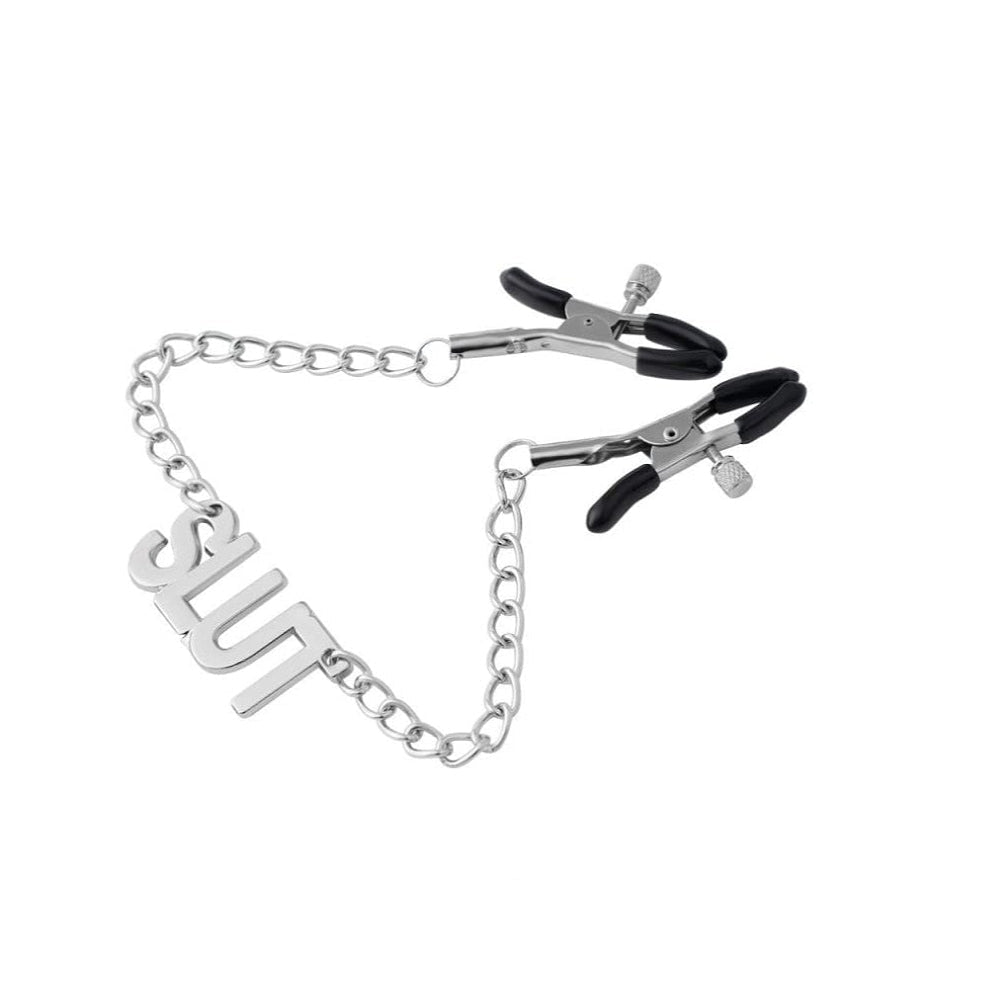 Late To Bed Nipple Clamps With Slut Chain - Loveangels