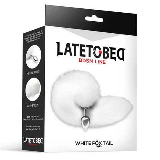 Late To Bed White Foxy Tail With Small Metal Plug - Loveangels