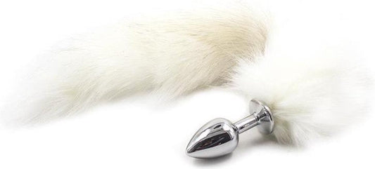 Late To Bed White Foxy Tail With Small Metal Plug - Loveangels