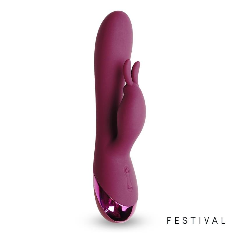 LateToBed Festival Brole Rabbit Vibrator Silicone USB Rechargeable Burgundy - Loveangels