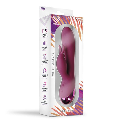 LateToBed Festival Brole Rabbit Vibrator Silicone USB Rechargeable Burgundy - Loveangels