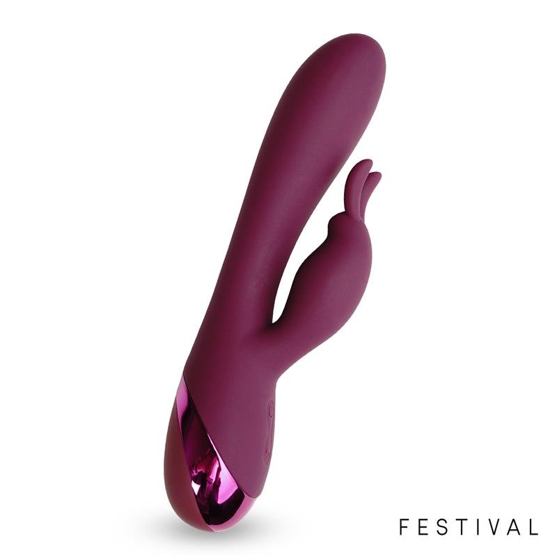 LateToBed Festival Brole Rabbit Vibrator Silicone USB Rechargeable Burgundy - Loveangels