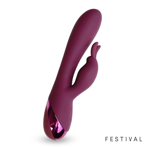 LateToBed Festival Brole Rabbit Vibrator Silicone USB Rechargeable Burgundy - Loveangels