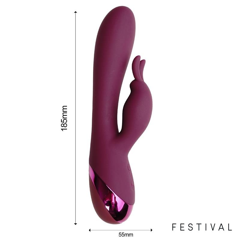 LateToBed Festival Brole Rabbit Vibrator Silicone USB Rechargeable Burgundy - Loveangels