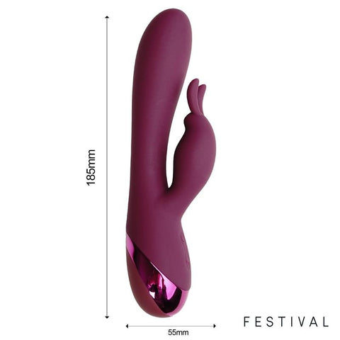 LateToBed Festival Brole Rabbit Vibrator Silicone USB Rechargeable Burgundy - Loveangels