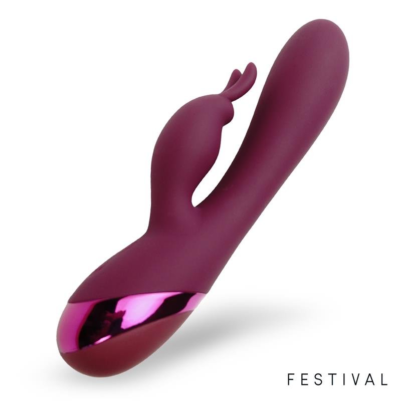 LateToBed Festival Brole Rabbit Vibrator Silicone USB Rechargeable Burgundy - Loveangels