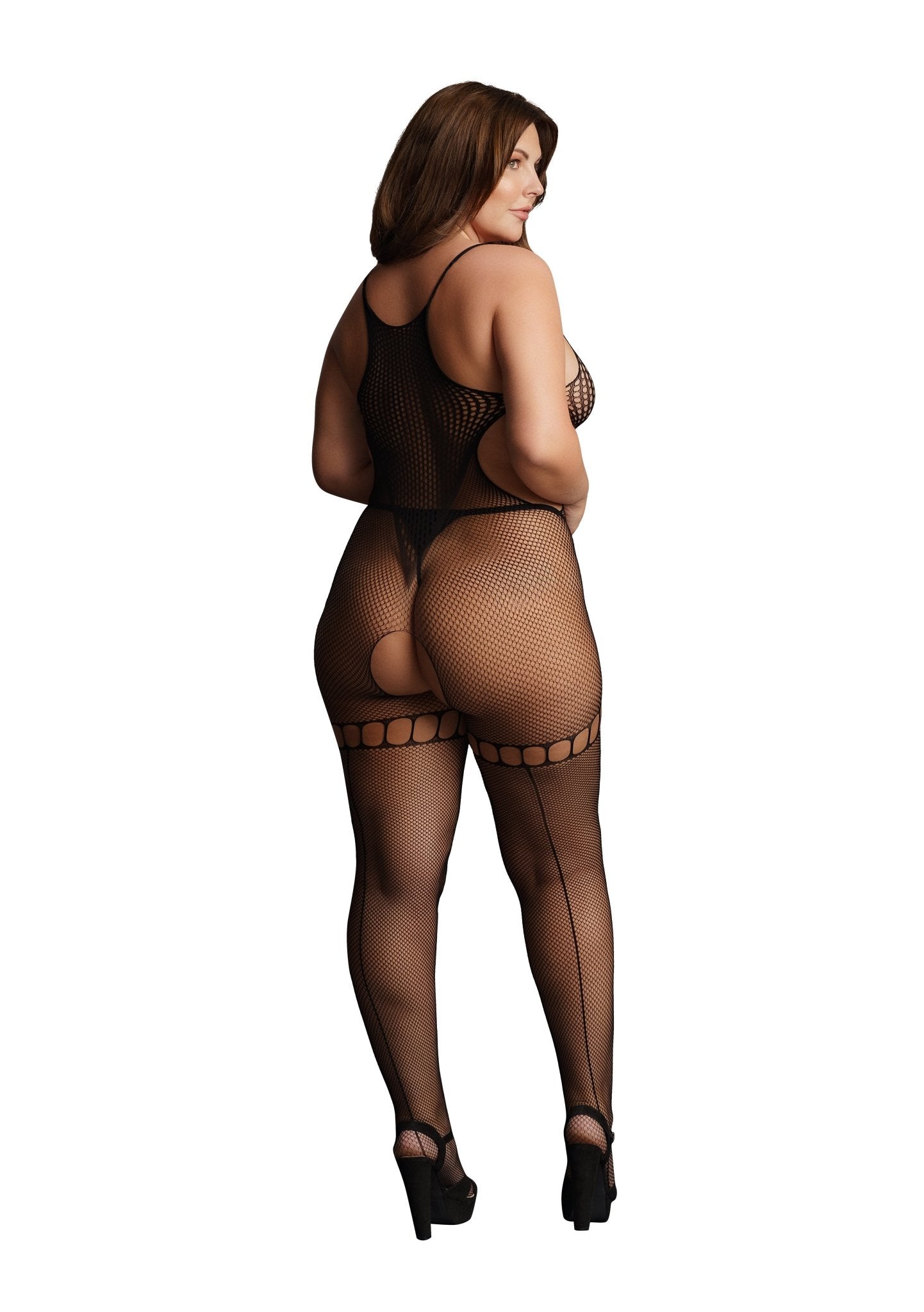 Le Désir - Duo Net High Neck Bodystocking - Plus Size - Loveangels