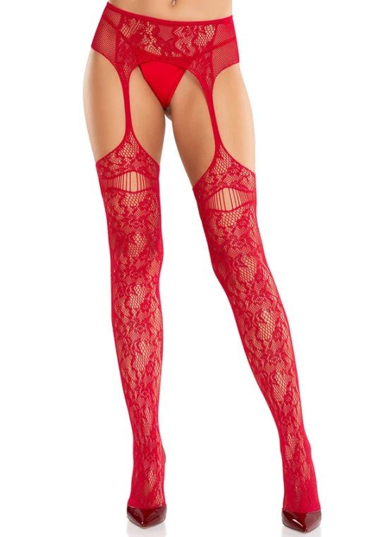 Leg Avenue Suspender Tights Red One Size - Loveangels
