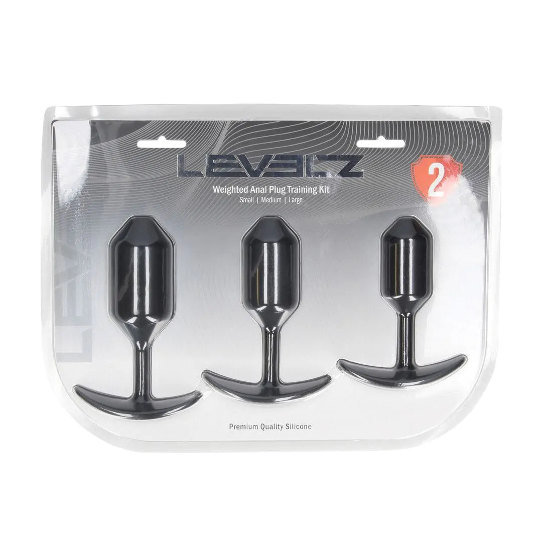 Levelz Silicone Weighted Anal Plug Training Set of 3 - Black - Loveangels