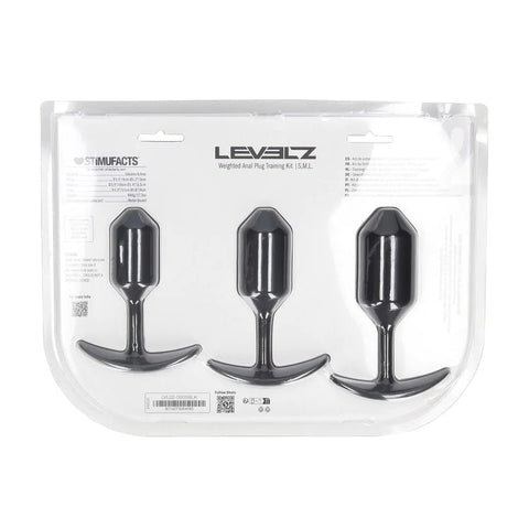Levelz Silicone Weighted Anal Plug Training Set of 3 - Black - Loveangels