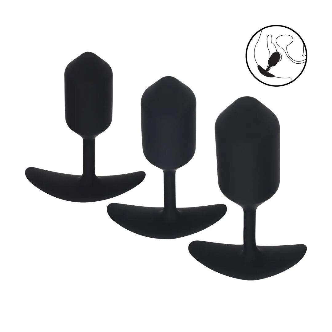 Levelz Silicone Weighted Anal Plug Training Set of 3 - Black - Loveangels