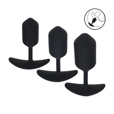 Levelz Silicone Weighted Anal Plug Training Set of 3 - Black - Loveangels