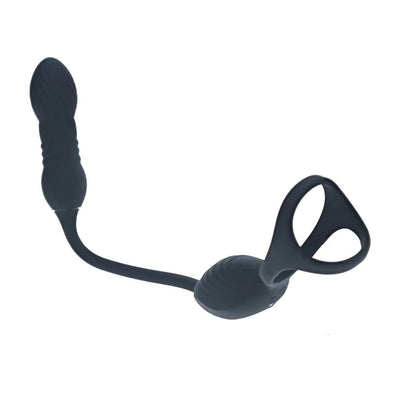 Levelz Vibrating and Thrusting Silicone Tri O Cockring with Prostate Stimulator - Loveangels