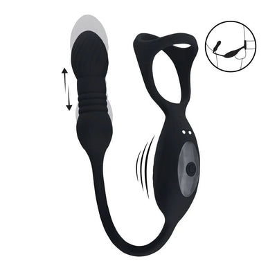 Levelz Vibrating and Thrusting Silicone Tri O Cockring with Prostate Stimulator - Loveangels
