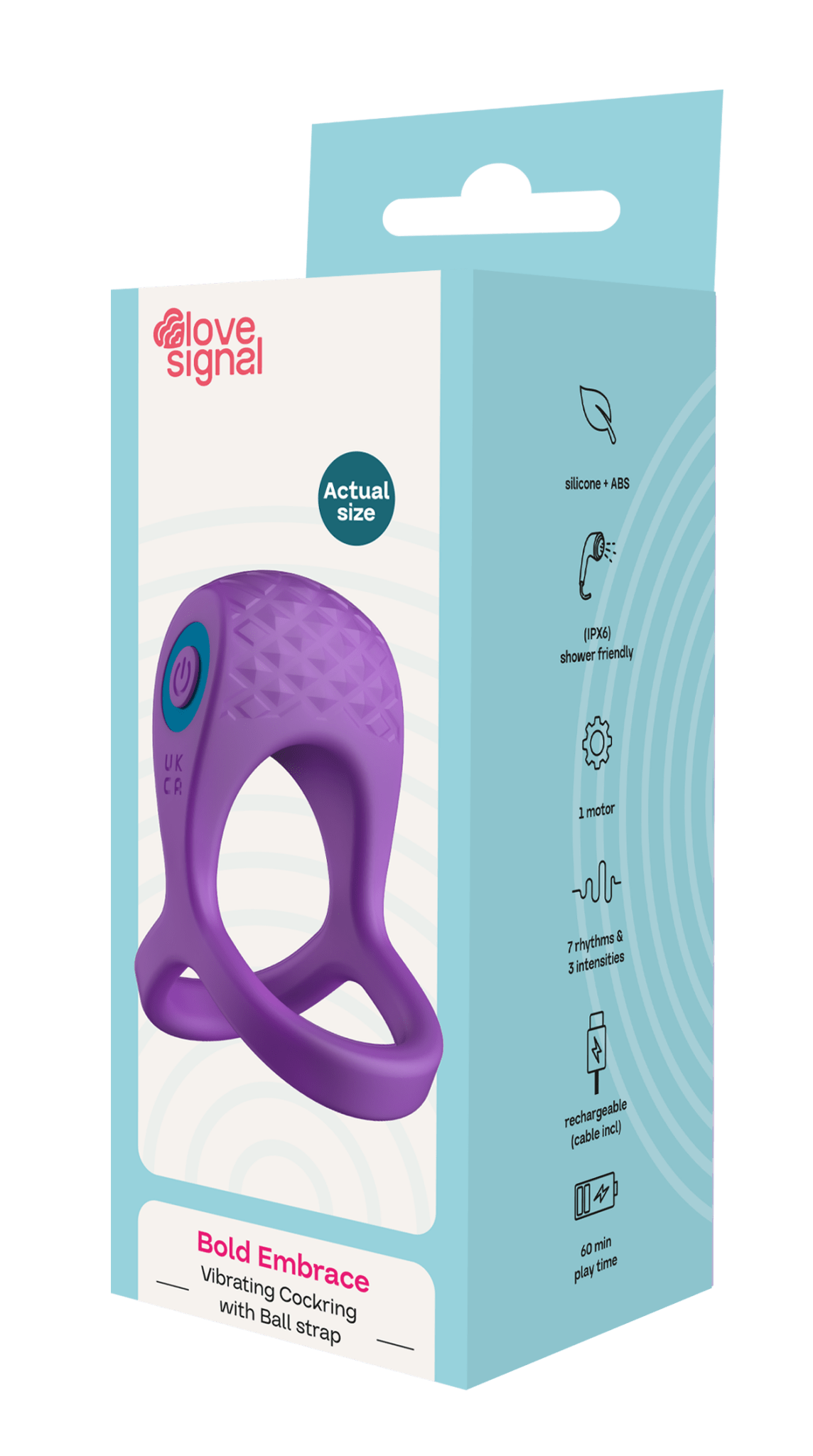 Love Signal Bold Embrace Vibrating Cock Ring With Ball Strap - Loveangels