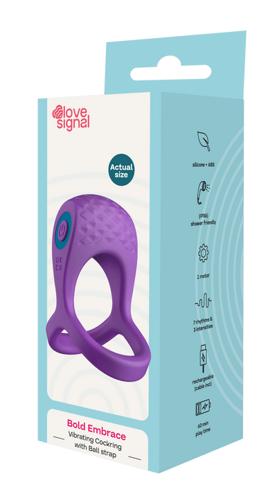 Love Signal Bold Embrace Vibrating Cock Ring With Ball Strap - Loveangels