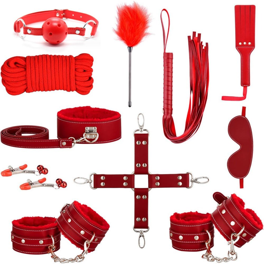 Loveangels 11pc Red BDSM Bondage Set - Loveangels