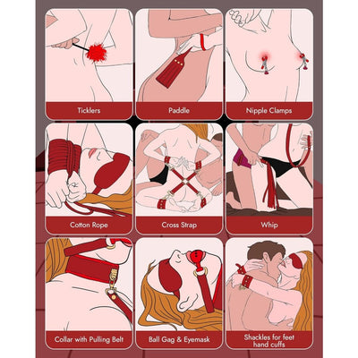 Loveangels 11pc Red BDSM Bondage Set - Loveangels