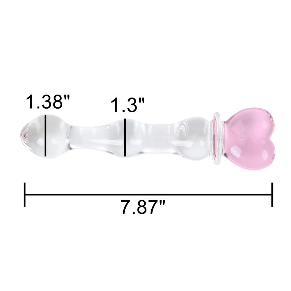 Loveangels 20cm Tempered Glass Pink Heart Dildo - Loveangels
