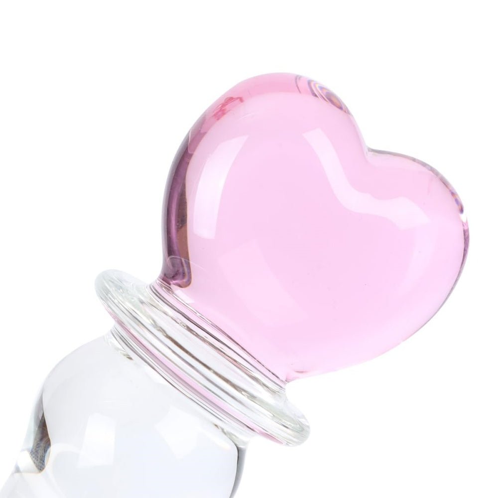 Loveangels 20cm Tempered Glass Pink Heart Dildo - Loveangels