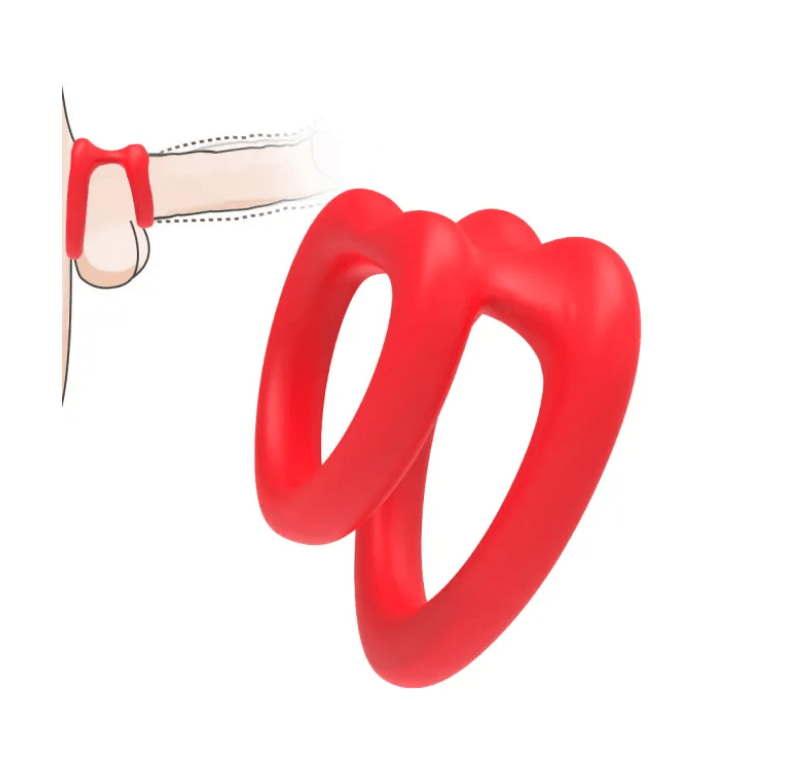 Loveangels 2.25" Silicone Heart Dual Cock Ring - Loveangels