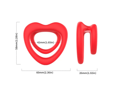 Loveangels 2.25" Silicone Heart Dual Cock Ring - Loveangels