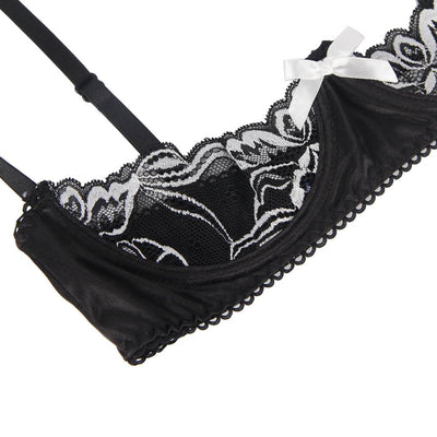 Loveangels 3 Piece Open Bust Bra And Garter Panty Set - Loveangels