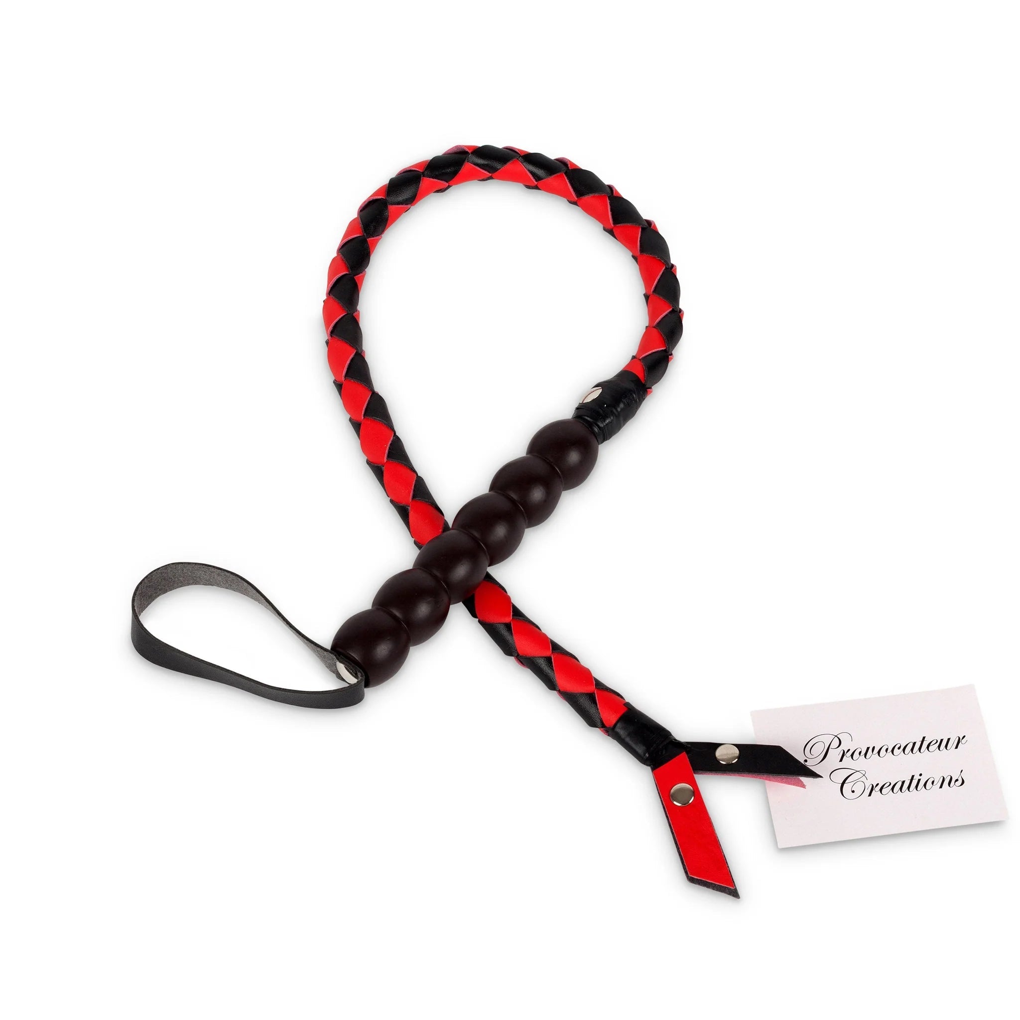 Loveangels 3ft Red Black PU Leather Braided Whip - Loveangels