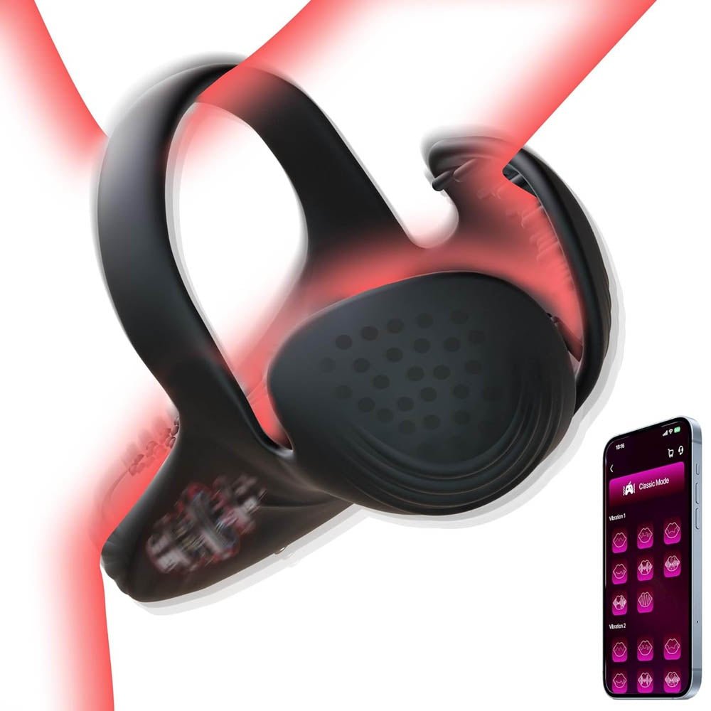 Loveangels Apex Core App Controlled Vibrating Cock Ring With Ball Holder - Loveangels