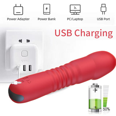 Loveangels Big Red Rechargeable Thrusting Vibrator - Loveangels