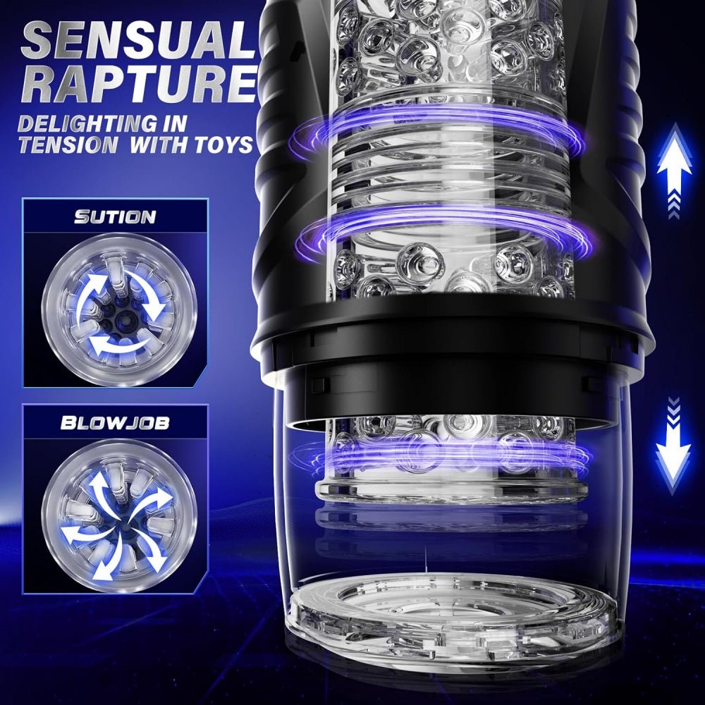 Loveangels Black Knight Thrusting And Rotating Masturbator With Base - Loveangels