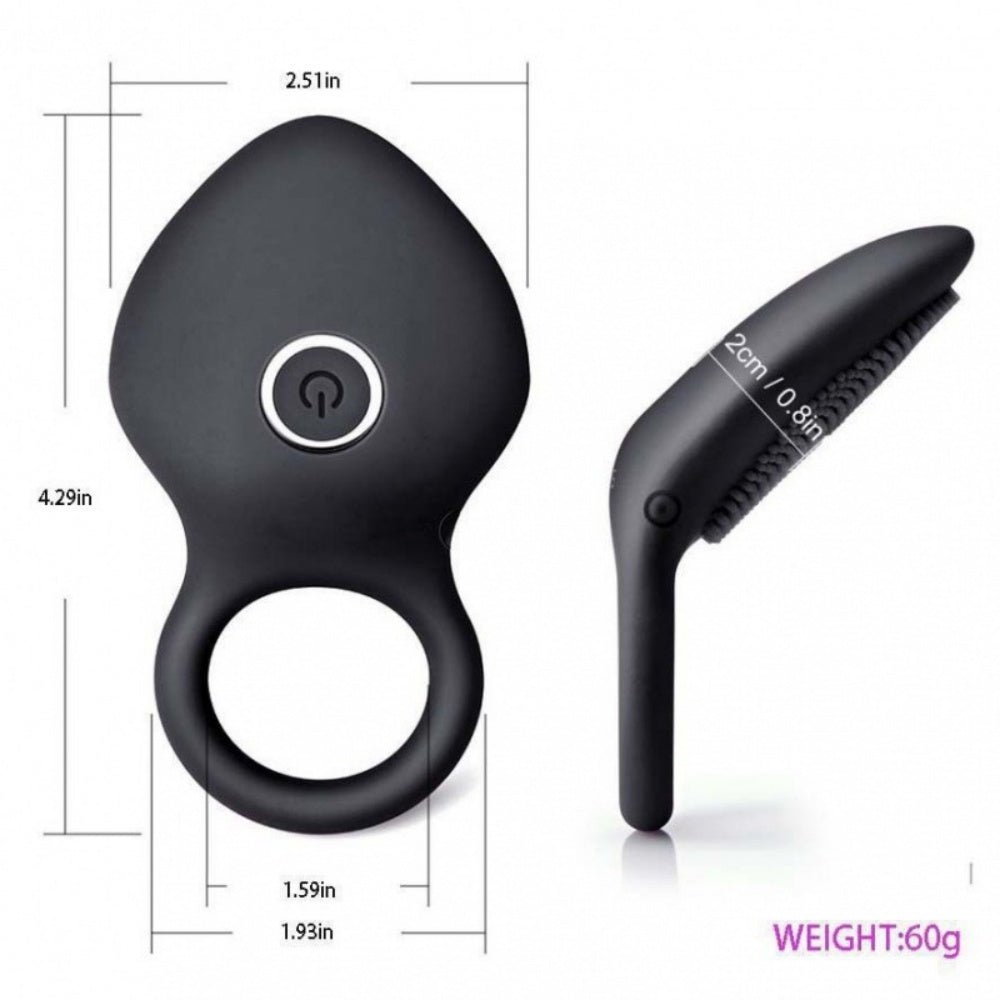 Loveangels Black Link X Vibrating Brush Cock Ring - Loveangels