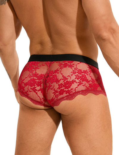 Loveangels Burgundy Lace Men's Briefs - Loveangels