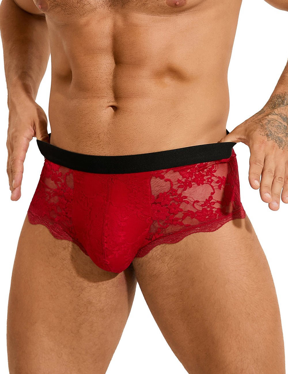 Loveangels Burgundy Lace Men's Briefs - Loveangels