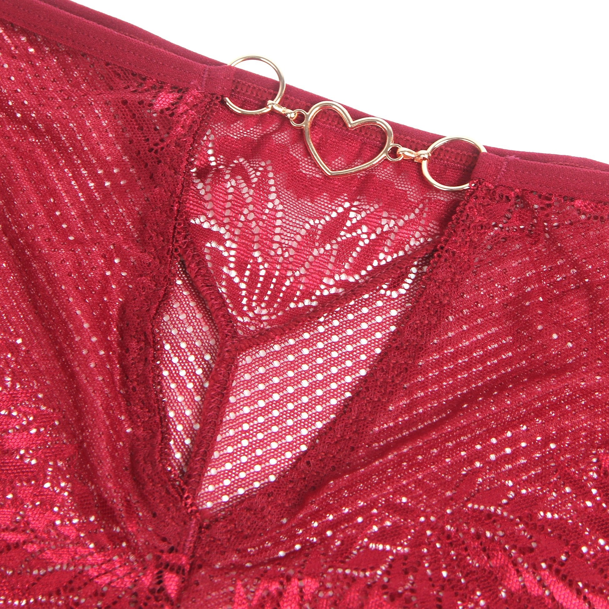 Loveangels Burgundy Panties With Heart Chain - Loveangels