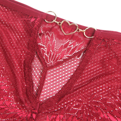 Loveangels Burgundy Panties With Heart Chain - Loveangels